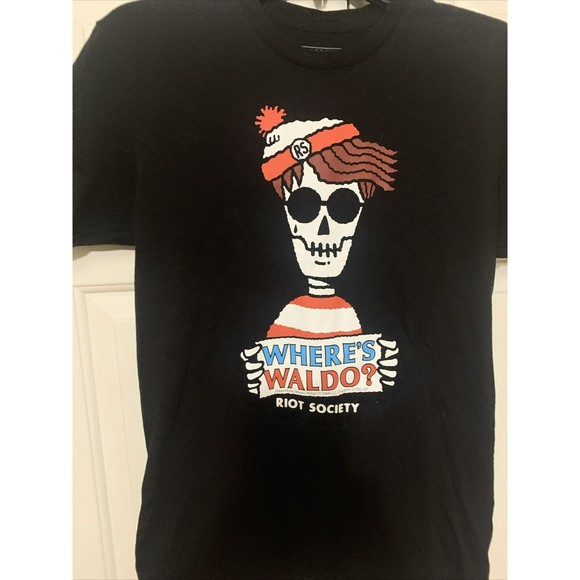 Where's Waldo Skeleton Riot Society Men's T-Shirt Size Small - Picture 3 of 5